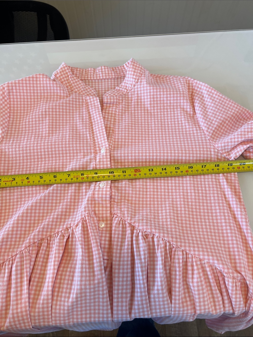 Pink Gingham Short Sleeve Farm Dress with pockets large cottagecore - Picture 6 of 8